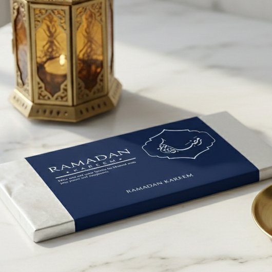 Navy Blue Ramadan Kareem Chocolate Bar Wrapper  Flyer