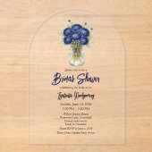Navy Blue Ranunculus Mason Jar Bridal Shower Acryleinladungen (Vorderseite)