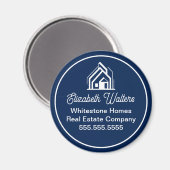 Navy Blue Real Estate Company Customized Realtor Magnet (Vorderseite/Rückseite)