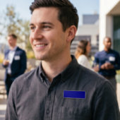 Navy Blue Rectangle Name Tag Namenschild
