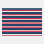 Navy Blue, Red, and White Chevron & Stripe Pattern Geschenkpapier Set (Vorderseite 3)