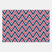 Navy Blue, Red, and White Chevron & Stripe Pattern Geschenkpapier Set (Vorderseite)