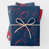 Navy Blue, Red, and White Football Patterns Geschenkpapier Set (Beispiel)