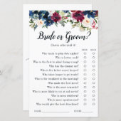 Navy Blue Red Floral Watercolor Brautparty Game (Vorne/Hinten)