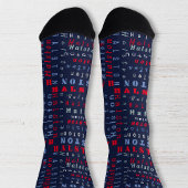 Navy Blue Red Individuelle Name Text Muster Socken