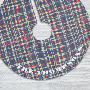 Navy Blue Red Kariert Patterns Weihnachten Polyester Weihnachtsbaumdecke