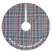 Navy Blue Red Kariert Patterns Weihnachten Polyester Weihnachtsbaumdecke (Vorderseite)