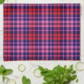 Navy Blue Red Pink Plaid Tartan Design  Geschirrtuch (Gefaltet)