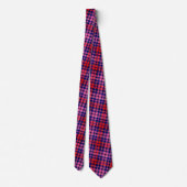 Navy Blue Red Pink Plaid Tartan Design  Krawatte (Rückseite)