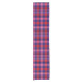 Navy Blue Red Pink Plaid Tartan Design  Kurzer Tischläufer (Vorderseite)