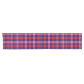 Navy Blue Red Pink Plaid Tartan Design  Kurzer Tischläufer (Horizontal)