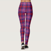 Navy Blue Red Pink Plaid Tartan Design  Leggings (Rückseite)
