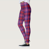 Navy Blue Red Pink Plaid Tartan Design  Leggings (Links)