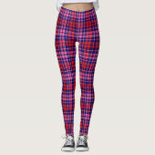 Navy Blue Red Pink Plaid Tartan Design  Leggings (Vorderseite)