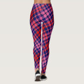 Navy Blue Red Pink Plaid Tartan Design  Leggings (Rückseite)