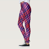 Navy Blue Red Pink Plaid Tartan Design  Leggings (Links)