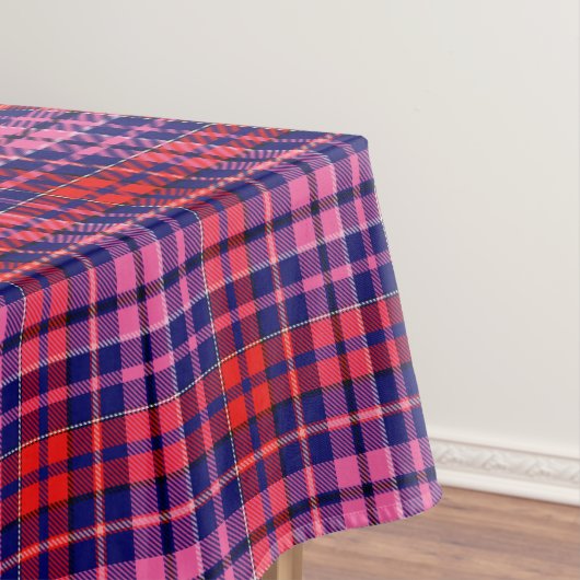 Navy Blue Red Pink Plaid Tartan Design  Tischdecke (Beispiel)