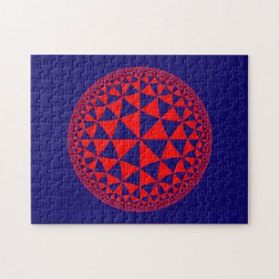 Navy Blue & Red Triangle Fire Mandala Puzzle