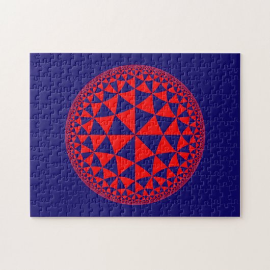 Navy Blue & Red Triangle Fire Mandala Puzzle (Horizontal)