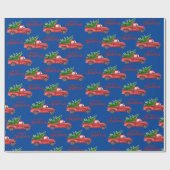 Navy Blue Red Truck Weihnachtsgeschenke Wrap Geschenkpapier (Flach)