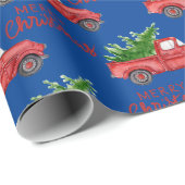 Navy Blue Red Truck Weihnachtsgeschenke Wrap Geschenkpapier (Rolleneckpunkt)