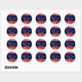 Navy Blue Red Wedding Danke Stickers (Blatt)