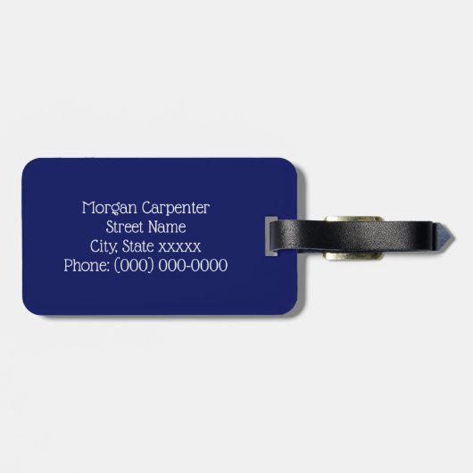 Navy Blue Red White Circle Monogram DIY BG Gepäckanhänger (Rückseite horizontal)