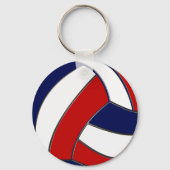 Navy Blue, Red, White, Volleyball Team Geschenkide Schlüsselanhänger (Rückseite)