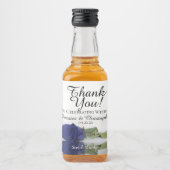 Navy Blue Reflating Rose Hochzeit Danke Mini Alkoholflaschenetikett (Vorderseite)