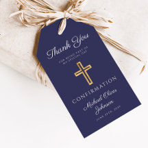 Navy Blue Religious Cross Boy Confirmation