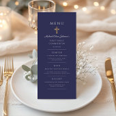 Navy Blue Religious Cross Boy First Communion Menükarte