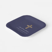 Navy Blue Religious Wood Cross Boy Confirmation Pappteller (Gewinkelt)