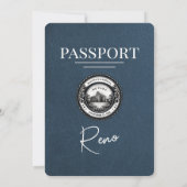 Navy Blue Reno Passport Hochzeitseinladung Einladung (Rückseite)