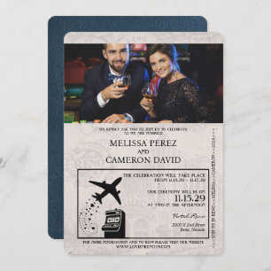 Navy Blue Reno Passport Hochzeitseinladung Einladung