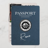 Navy Blue Reno Passport Save the Date (Vorne/Hinten)