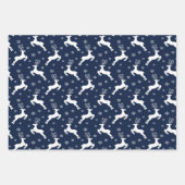 Navy Blue Rentier, Weihnachtsbaum und Holly Patter Geschenkpapier Set (Vorderseite 3)