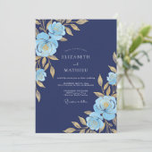 Navy Blue Resplendent Gala Wedding Einladung (Stehend Vorderseite)