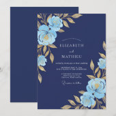 Navy Blue Resplendent Gala Wedding Einladung (Vorne/Hinten)