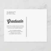 Navy Blue Retro Bold Typografy Foto Abschluss Ankündigungspostkarte (Rückseite)