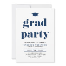 Navy Blue Retro Bold Typografy Graduation Party