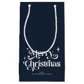 Navy Blue Retro Frohe Weihnachten Kleine Geschenkt Kleine Geschenktüte (Vorderseite)
