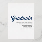 Navy Blue Retro Script Foto Collage Abschluss Folieneinladung (Rückseite)