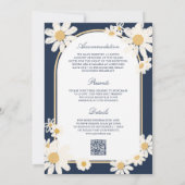 Navy Blue Retro Yellow Daisy All in One Wedding Einladung (Rückseite)