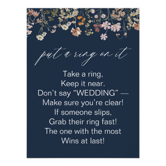 Navy Blue Ring auf dem Brautparty Game Poster (Vorderseite)