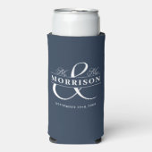 Navy Blue Romantic Gastgeschenk Hochzeit Selters Dosenkühler (Seltzer Vorderseite)