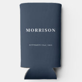 Navy Blue Romantic Gastgeschenk Hochzeit Selters Dosenkühler (Rückseite)