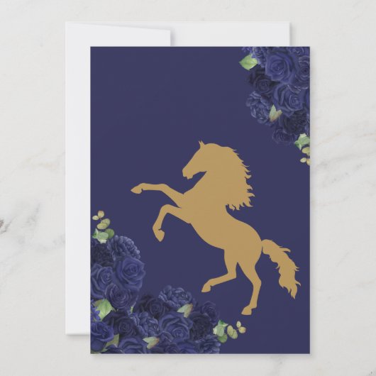 Navy Blue Rose Boots Charro Vestidos Quince Anos Einladung (Rückseite)