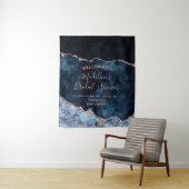 Navy Blue Rose Gold Agate Brautparty Willkommen Wandteppich (Beispiel)