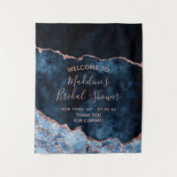 Navy Blue Rose Gold Agate Brautparty Willkommen