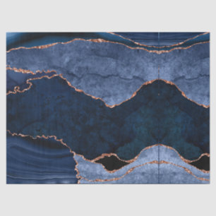 Navy Blue Rose Gold Agate Geode Modern Abstrakt Seidenpapier